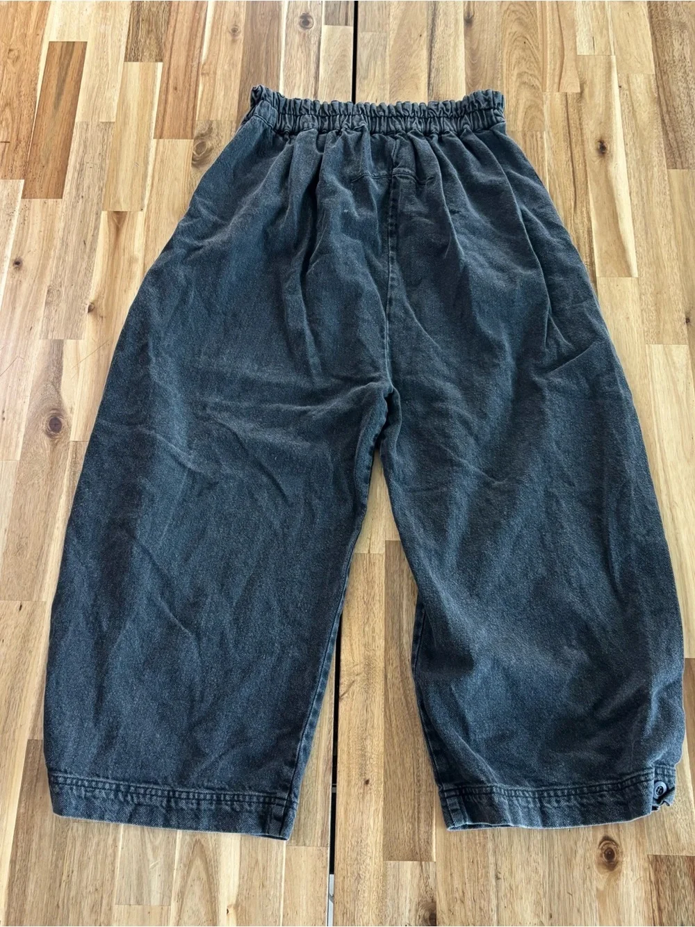 Free People Washed Black Wide-Leg Cropped Jeans